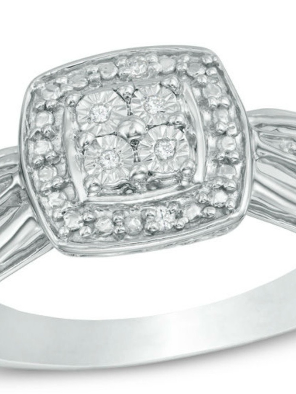 Zales Sterling Silver Square Diamond Accent Promise Ring - Silver